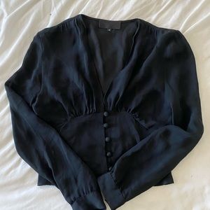 Nili Lotan Laila Black 100% Silk Blouse